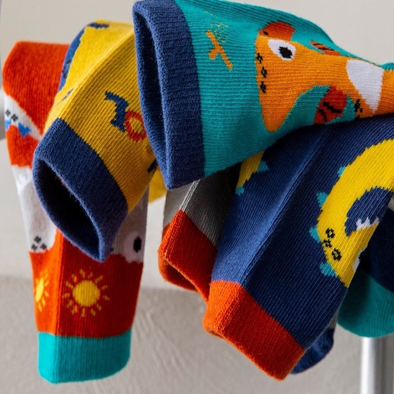 Children's 3Y-5Y Set of 5 cartoon dinosaur colorful crew socks for boys-KS48